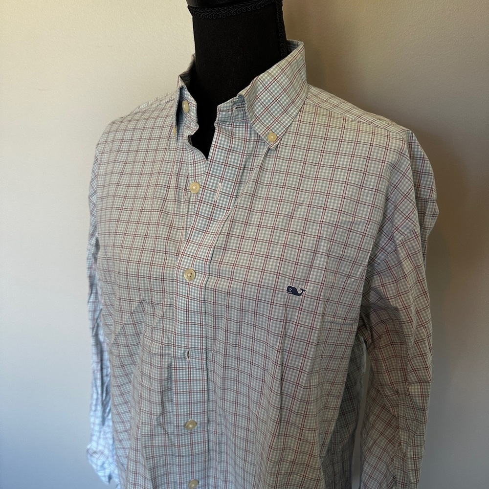 NEW MENS VINEYARD VINES L/S SLIM FIT CALOOSA CHECK WHALE SHIRT, size Medium